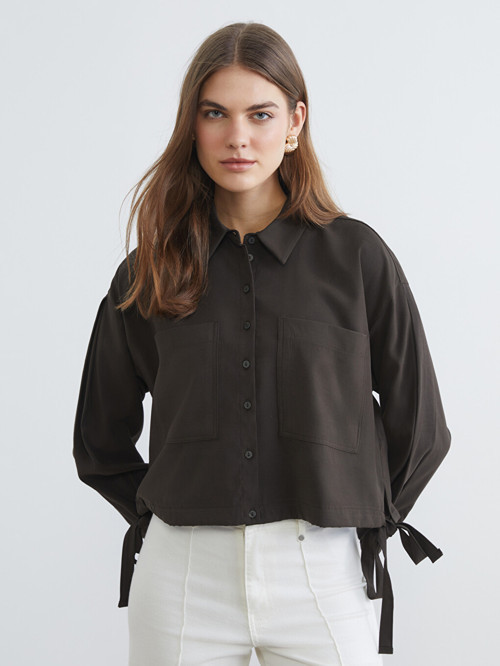 LCW EVERYDAY Yeşil Bağcıklı Oversize Kadın Gömlek