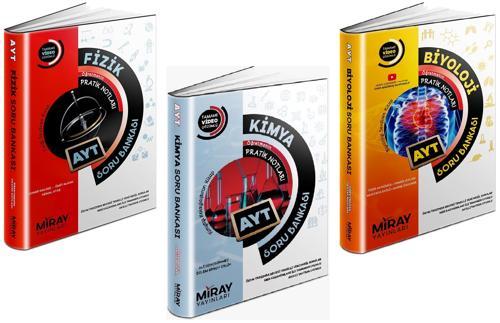 Miray 2024 Ayt Fizik + Kimya + Biyoloji Soru Bankası Seti 3 Kitap