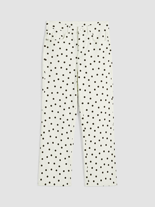 LCW Modest Ekru Puantiyeli Straight Fit Kadın Jean Pantolon