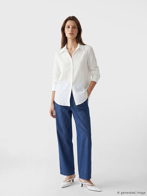 LCW Modest İndigo Wideleg Kadın Jean Pantolon
