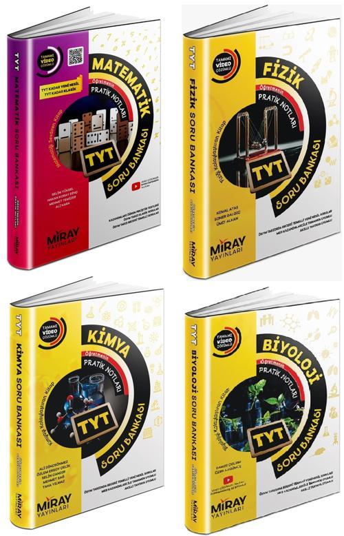 Miray 2024 Tyt Matematik + Fizik + Kimya + Biyoloji Soru Seti 4 Kitap