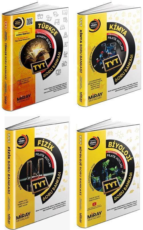 Miray 2024 Tyt Türkçe + Fizik + Kimya + Biyoloji Soru Seti 4 Kitap