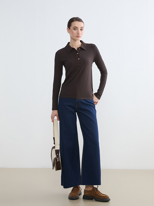 LCW Modest İndigo Wideleg Kadın Jean Pantolon
