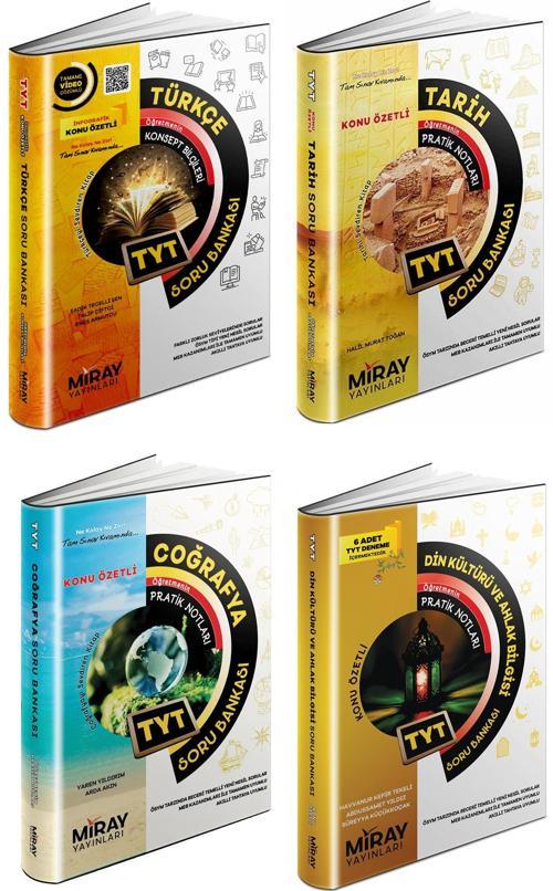 Miray 2024 Tyt Türkçe + Tarih + Coğrafya + Din Soru Seti 4 Kitap
