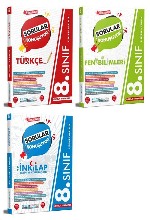 Pruva Akademi 8. Sınıf Türkçe + Fen + İnkılap Sorular Konuşuyor Seti 3 Kitap 2023