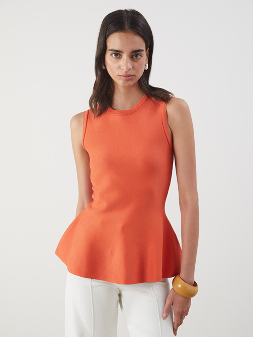 LCW Vision Turuncu Bisiklet Yaka Peplum Triko Bluz