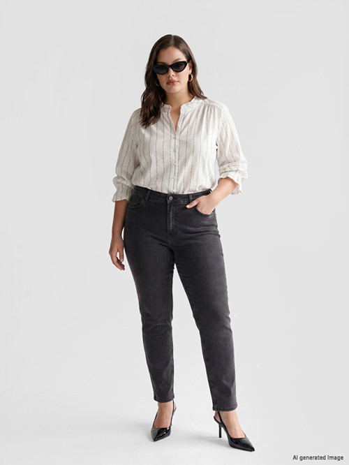 LCW Grace Siyah Straight Fit Kadın Jean Pantolon