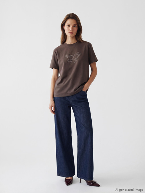 LCW Modest İndigo Yüksek Bel Wideleg Kadın Jean Pantolon