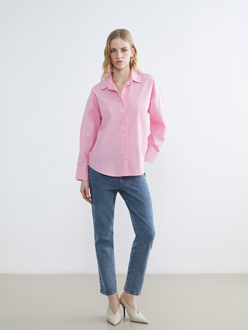 LCWAIKIKI Classic Mavi Beli Lastikli Slim Mom Kadın Jean Pantolon