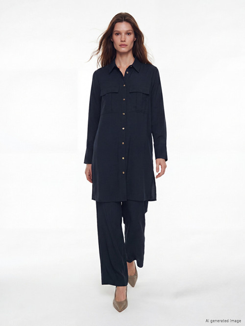 LCW Modest Lacivert Beli Lastikli Modal Karışımlı Kadın Pantolon