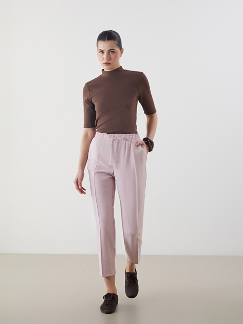LCW Modest Pembe Beli Lastikli Havuç Kesim Kadın Pantolon
