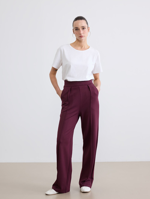 LCWAIKIKI Classic Bordo Standart Fit Geniş Paça Kadın Pantolon