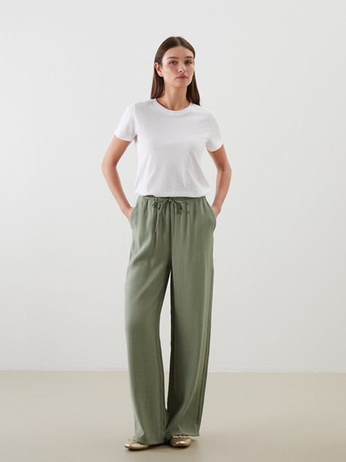 LCW Modest Yeşil Beli Lastikli Dokulu Kadın Pantolon
