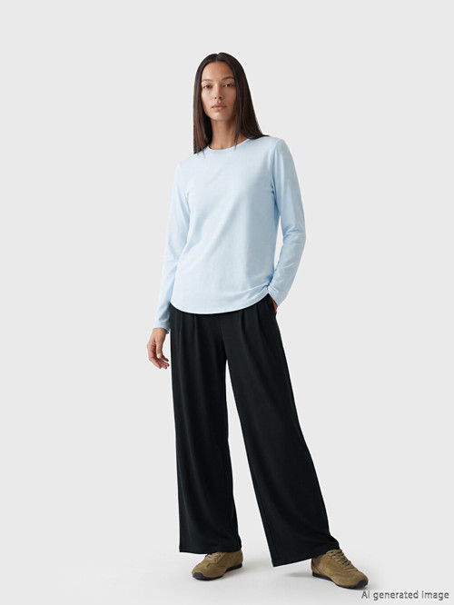 LCWAIKIKI Basic Siyah Beli Lastikli Geniş Paça Kadın Pantolon