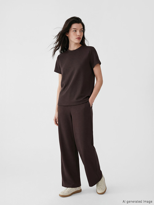 LCW Comfort Kahverengi Beli Lastikli Kadın Pantolon
