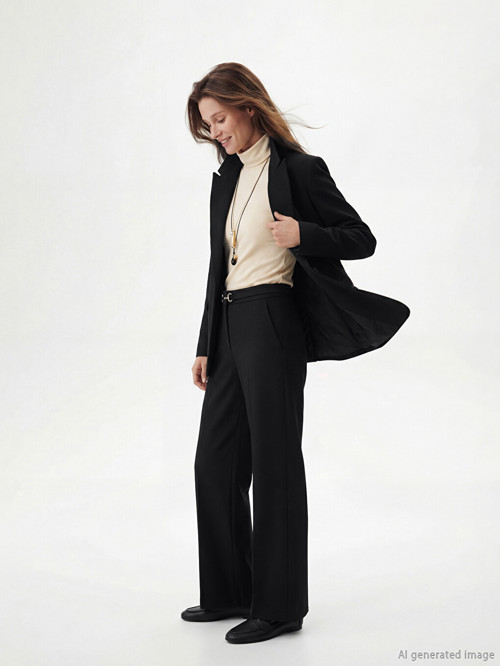 LCW Modest Siyah Standart Fit Toka Detaylı Kadın Pantolon