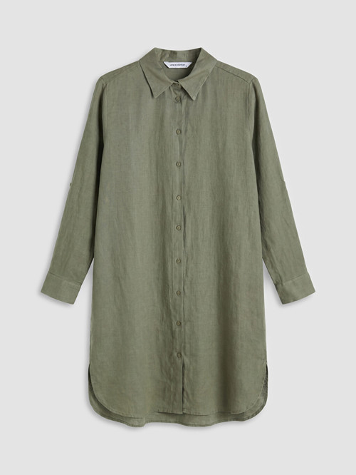 LCW EVERYDAY Yeşil Oversize %100 Keten Kadın Gömlek Tunik