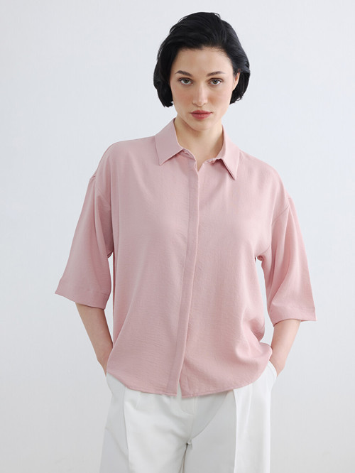 LCW Vision Pembe Oversize Armürlü Kadın Gömlek