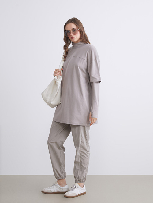 LCW Modest Kahverengi Beli Lastikli Kadın Jogger Pantolon