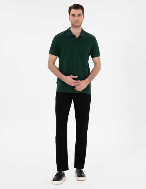 Siyah Slim Fit Beli Lastikli Kanvas Pantolon 50301791-VR046