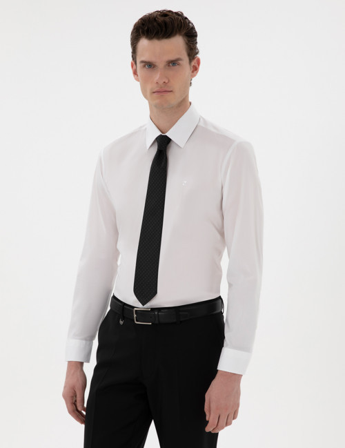 Beyaz Slim Fit Uzun Kollu Basic Gömlek 50301174-VR013