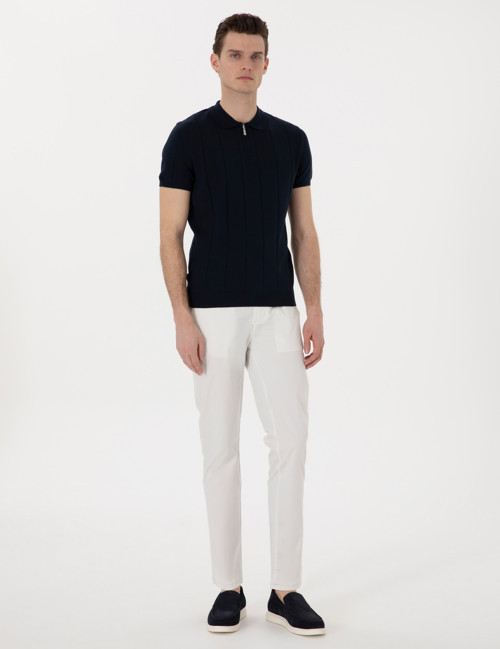 Ekru Slim Fit Beli Lastikli Kanvas Pantolon 50301759-VR019