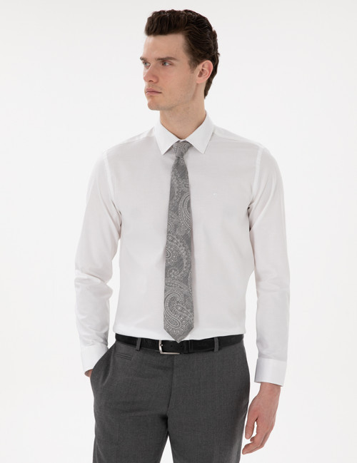 Beyaz Slim Fit Uzun Kollu Basic Gömlek 50305250-VR013