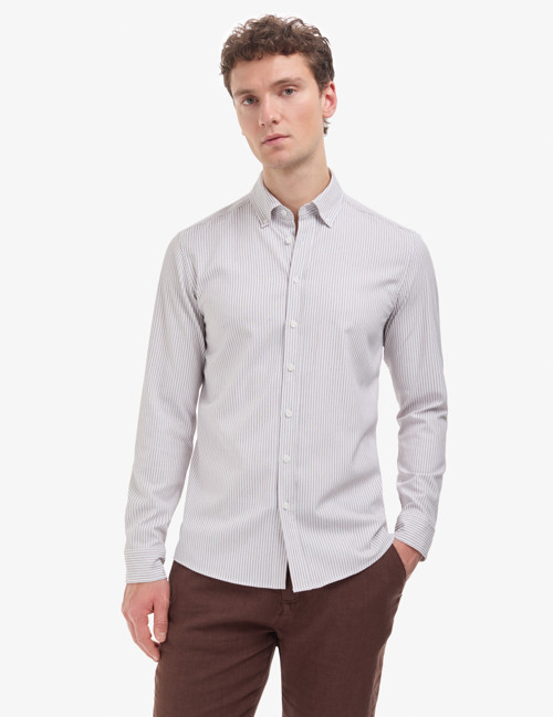 Koyu Kahverengi Slim Fit Uzun Kollu Gömlek 50320860-VR084