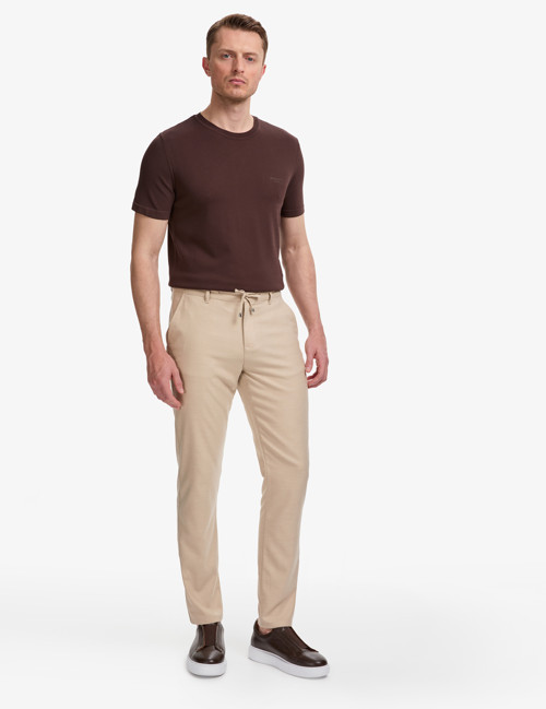 Bej Slim Fit Beli Kordonlu Kanvas Pantolon 50320851-VR011