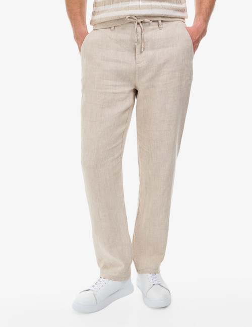 Bej Regular Fit %100 Keten Kanvas Pantolon 50322121-VR011