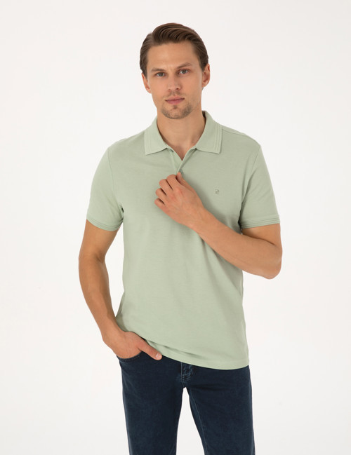 Çağla Slim Fit %100 Pamuk Kıvrılmaz Düğmeli Polo Yaka Basic Tişört