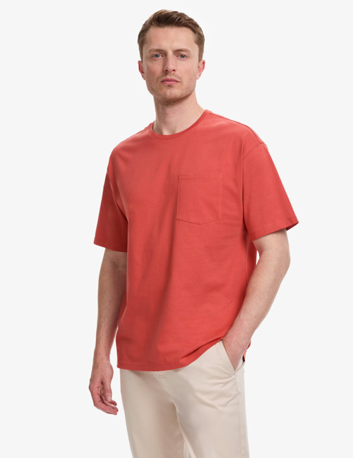 Kiremit Comfort Fit %100 Pamuk Bisiklet Yaka Basic Tişört 50325300-VR031