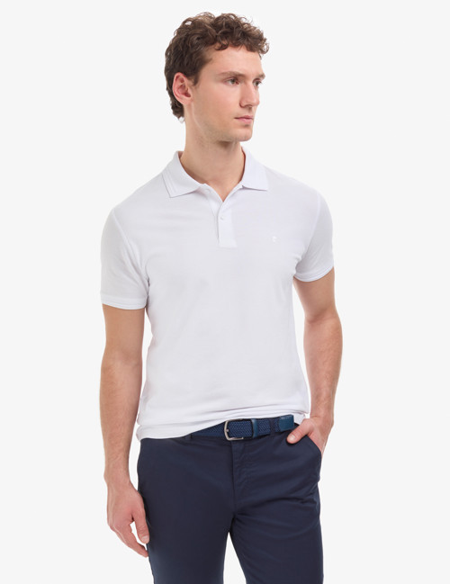 Beyaz Slim Fit %100 Pamuk Kıvrılmaz Düğmeli Polo Yaka Basic Tişört 50325323-VR013