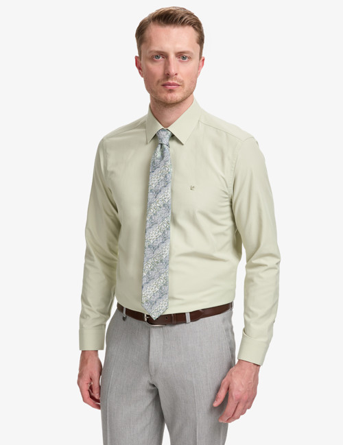 Yeşil Slim Fit Uzun Kollu Basic Gömlek 50325338-VR054