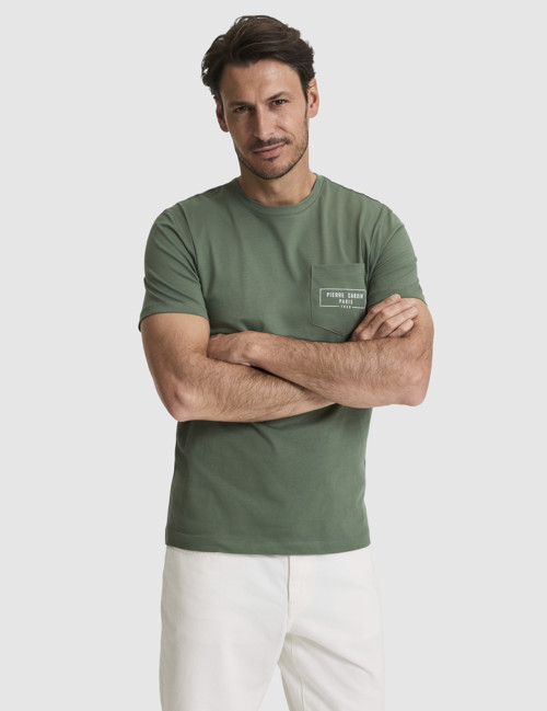 Haki Regular Fit %100 Pamuk Bisiklet Yaka Tişört