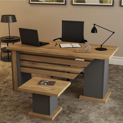 Ophira - 1 - 2 Oph04 Ofis Büro Masa Takımı Cam Antrasıt