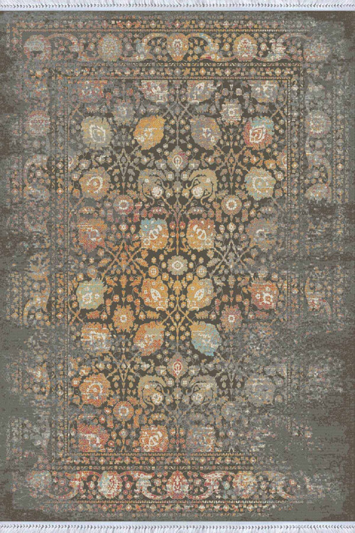 Antrasit Modern Dokuma Pamuk Taban Kaymaz Kilim KLM003