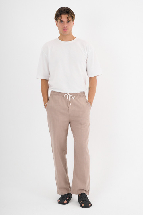 Comforted Erkek Baggy Keten Rahat Pantolon Bol Paça Yeni Sezon Toprak
