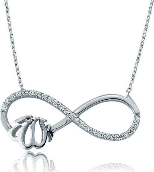 Gümüş Allah Yazılı Sonsuzluk Bayan Kolye
