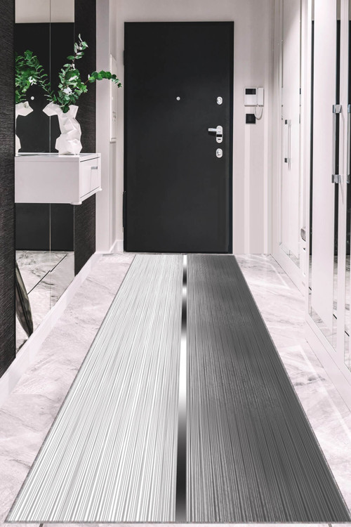 Gri Kaymaz Modern Kesme Rulo Özel Ölçülü Yolluk AR1408