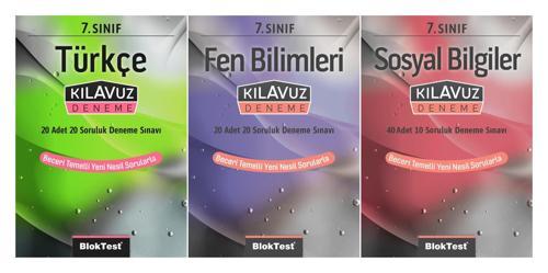 Bloktest 7. Sınıf Türkçe + Fen + Sosyal Kılavuz Deneme Seti 3 Kitap 2023