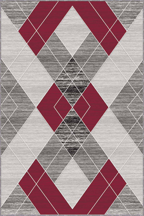Kırmızı Geometrik Kaymaz Tabanlı Dekoratif Halı DD06