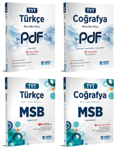 Eğitim Vadisi 2024 Tyt Türkçe + Coğrafya Pdf + Msb Seti 4 Kitap