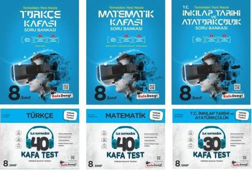 Kafadengi 2024 8. Sınıf Lgs Matematik + Türkçe + İnkılap Kafa Soru + Test Seti 6 Kitap