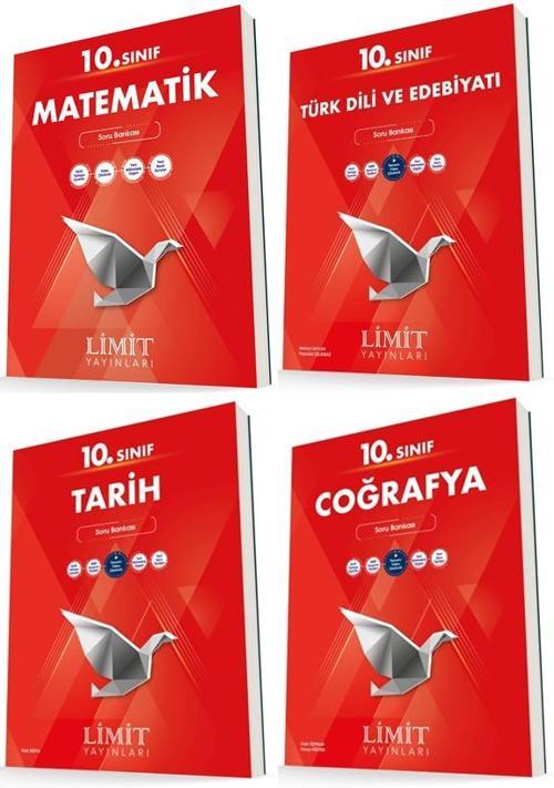 Limit 10. Sınıf Matematik + Edebiyat + Tarih + Coğrafya Soru Bankası Seti 4 Kitap 2023