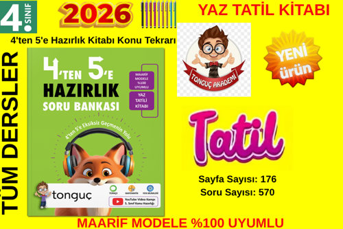 4. Sınıf %100 Yeni Müfredat 2026 (4 Ten 5 E)Geçeler İçin Tüm Dersler Hazırlık Yaz Tatil Soru Bankası+Tablet Kalem