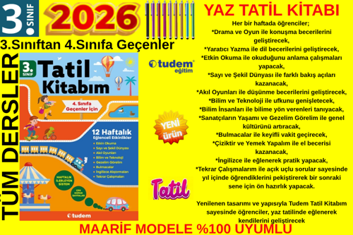 3.Sınıf Tüm Dersler 12 Haftalık Yaz Tatili Hazırlık Kitabı ve Dokunmatik Tablet Kalemi