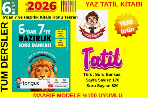 6. Sınıf %100 Yeni Müfredat 2026 (6 dan 6 Ye)Geçeler İçin Tüm Dersler Hazırlık Yaz Tatil Soru Bankası+Tablet Kalem