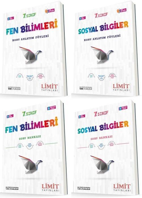 Limit 7. Sınıf Fen Bilimleri + Sosyal Bilgiler Konu Föyleri + Soru Seti 4 Kitap 2023