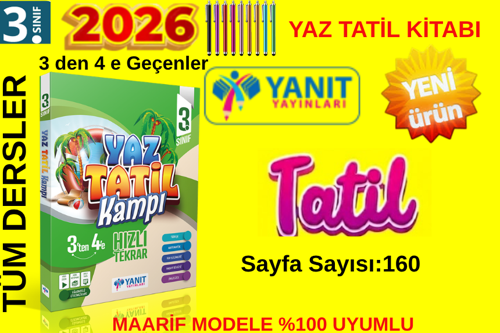 3.Sınıf 3'den 4 e Geçenler Tüm Dersler Hızlı Tekrar Maarif Müfredatı Yaz Tatil Kitabı+Tablet Kalem